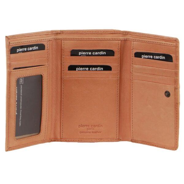 HomeDiscount-Pierre Cardin Leather Ladies Woven Design Tri-fold Wallet in Apricot