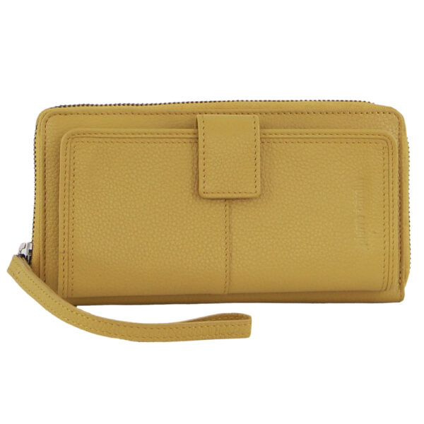 HomeDiscount-Pierre Cardin Womens Leather Zip Around Wallet RFID Blocking w/ Wristlet in Zinc