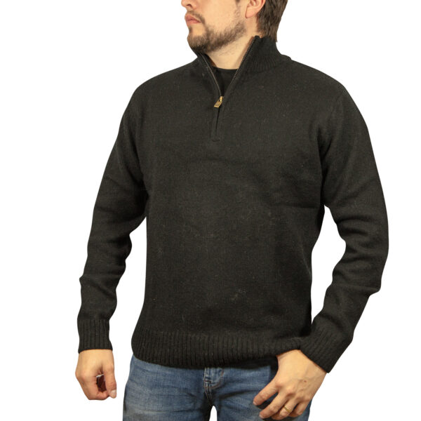 HomeDiscount-100% SHETLAND WOOL Half Zip Up Knit JUMPER Pullover Mens Sweater Knitted - Plain