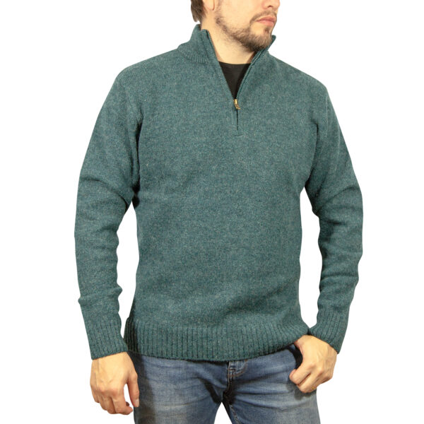 HomeDiscount-100% SHETLAND WOOL Half Zip Up Knit JUMPER Pullover Mens Sweater Knitted - Sherw