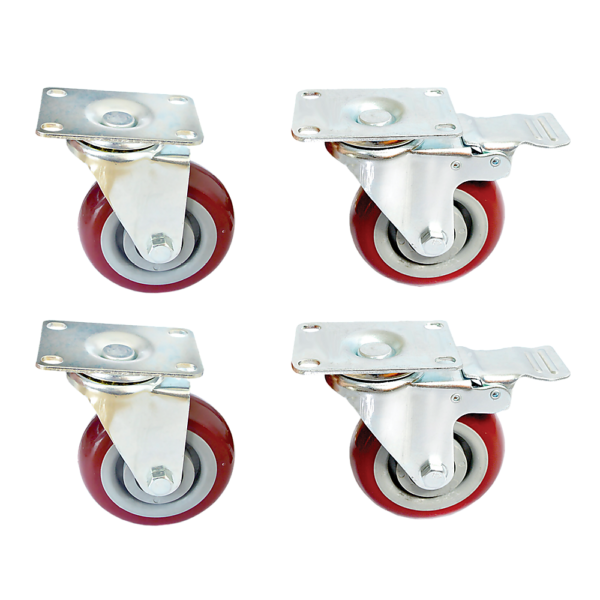 HomeDiscount-4 x 4" Heavy Duty PU Swivel Castor Wheels With Brake