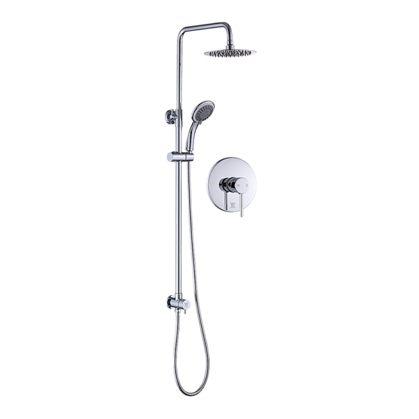 HomeDiscount-WELS 8" Rain Shower Head Set Rounded Dual Heads Faucet High Pressure With Mixer