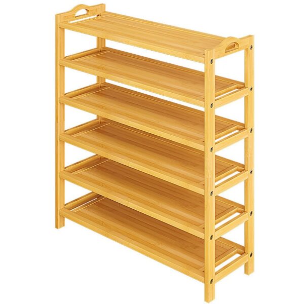 HomeDiscount-6 Layers Natural Wood Bamboo Shelf Entryway Storage Shoe Rack Home Furniture