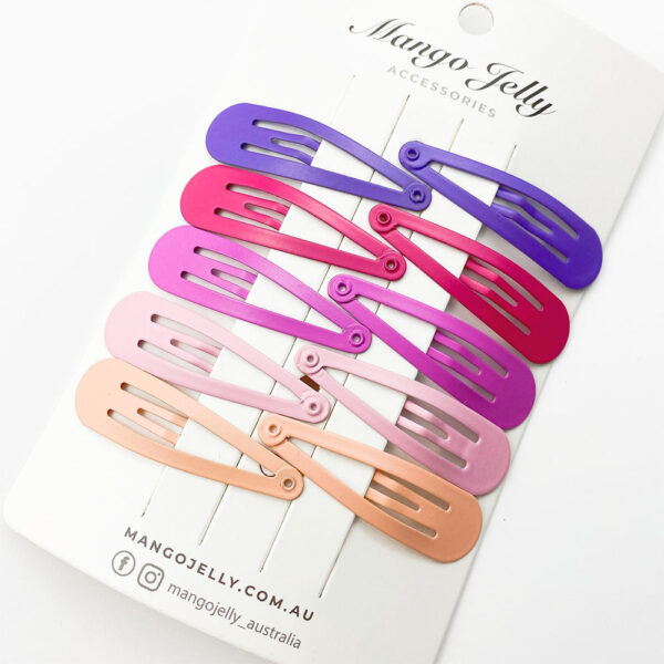 HomeDiscount-MANGO JELLY Everyday Snap Hair Clips (5cm) - Violet - Three Pack