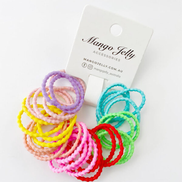 HomeDiscount-MANGO JELLY Kids Hair Ties (3cm) - Bubbly Neon - One Pack