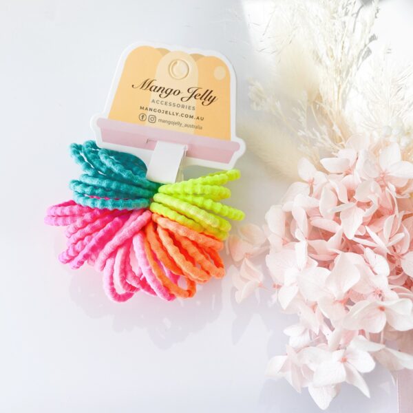 HomeDiscount-MANGO JELLY Kids Hair Ties (3cm) - Bubbly Neon (THICK) - One Pack