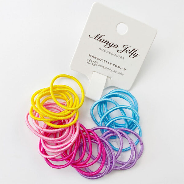 HomeDiscount-MANGO JELLY Kids Hair Ties (3cm) - Classic  Bright - Three Pack