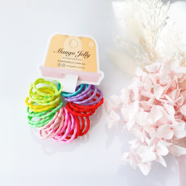 HomeDiscount-MANGO JELLY Kids Hair Ties (3cm) - Silky Pop Mixed - One Pack