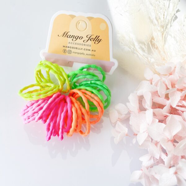 HomeDiscount-MANGO JELLY Kids Hair Ties (3cm) - Silky Pop Neon - One Pack