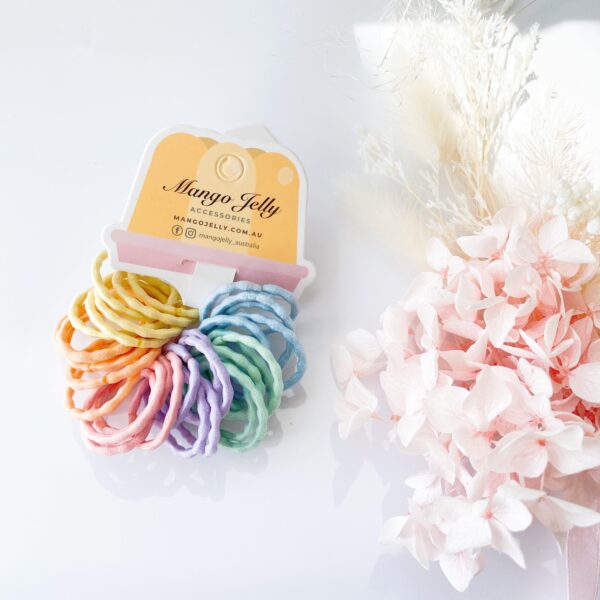 HomeDiscount-MANGO JELLY Kids Hair Ties (3cm) - Silky Pop Pastel - One Pack