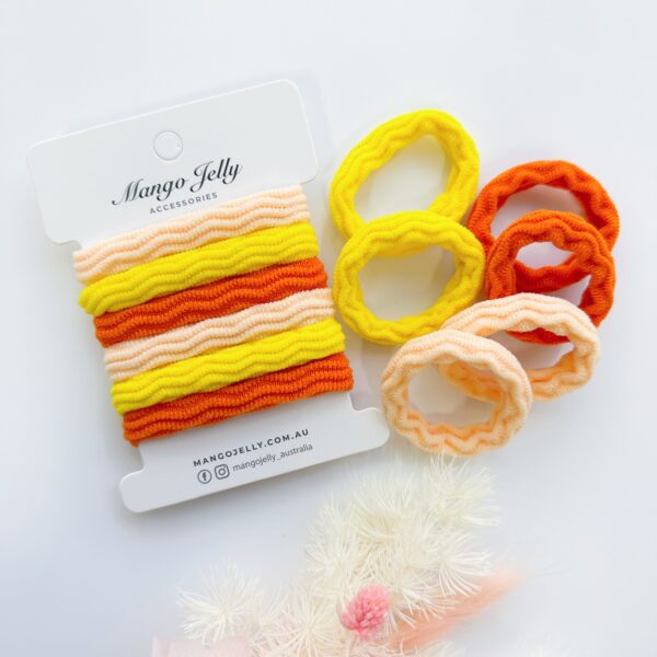 HomeDiscount-MANGO JELLY Metal Free Textured Hair ties 4cm (Thick) - Autumn-Twin Pack