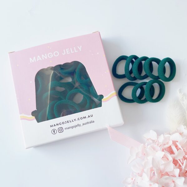 HomeDiscount-MANGO JELLY Metal Free Hair Ties (3cm) - School Colour Bottle Green 36P - TwinPa