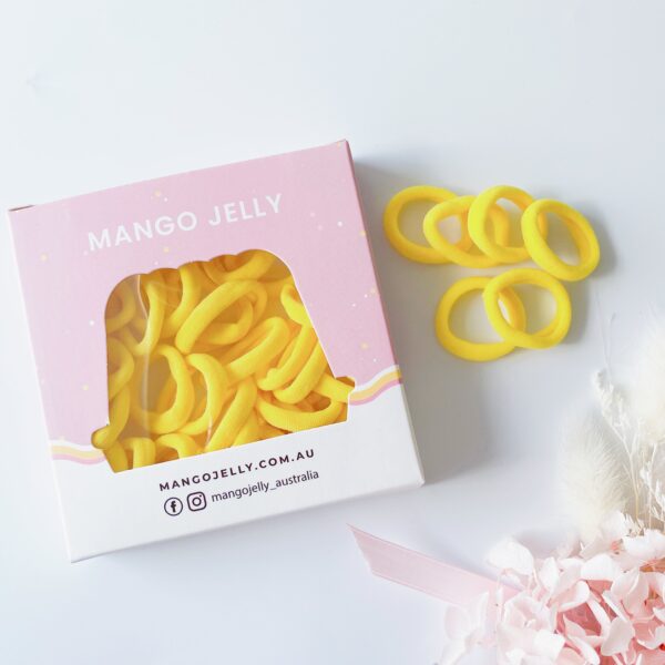 HomeDiscount-MANGO JELLY Metal Free Hair Ties (3cm) - School Colour Yellow 36P - Three Pack