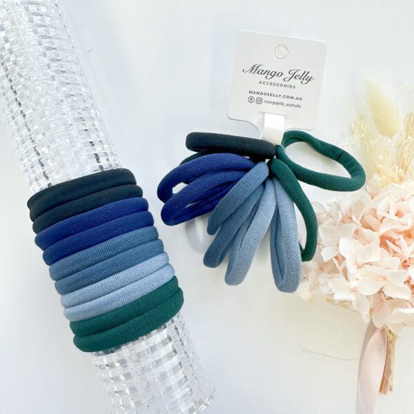 HomeDiscount-MANGO JELLY Metal Free Hair ties (4.5cm) - Blue Mixed 10P - Twin Pack