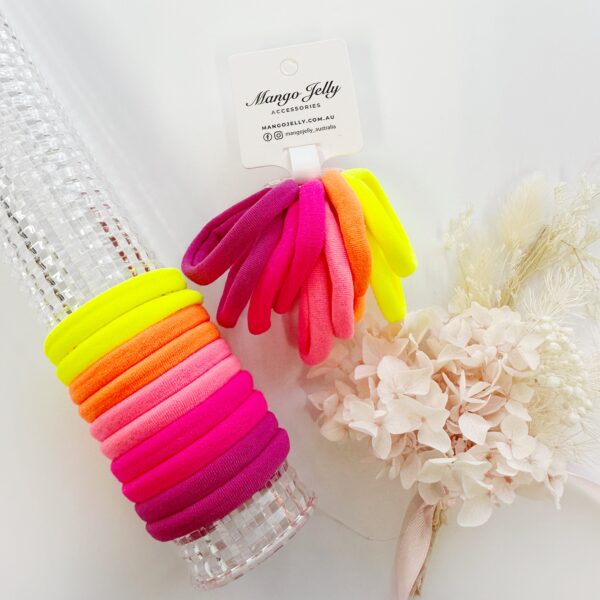 HomeDiscount-MANGO JELLY Metal Free Hair ties (4.5cm) - Neon Mixed 10P - One Pack