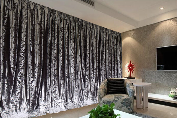 HomeDiscount-Large Thick Velvet Curtains Stunning Flocking 580x270cm+Hook Pinch Pleat Silver