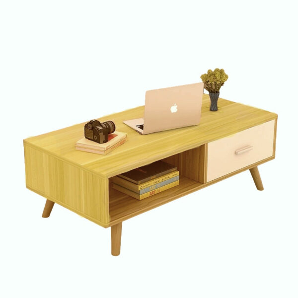 HomeDiscount-NNECN Coffee Table with Storage Drawer and Open Shelf