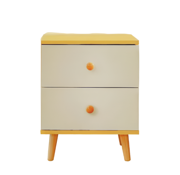 HomeDiscount-NNECN Wooden Bedside Cabinet with Two Drawers and Sturdy Legs