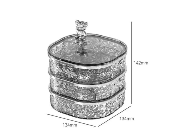 HomeDiscount-Elegant Crystal Stackable Jewelry Organizer with  Handle - 3-Tier Display Box fo