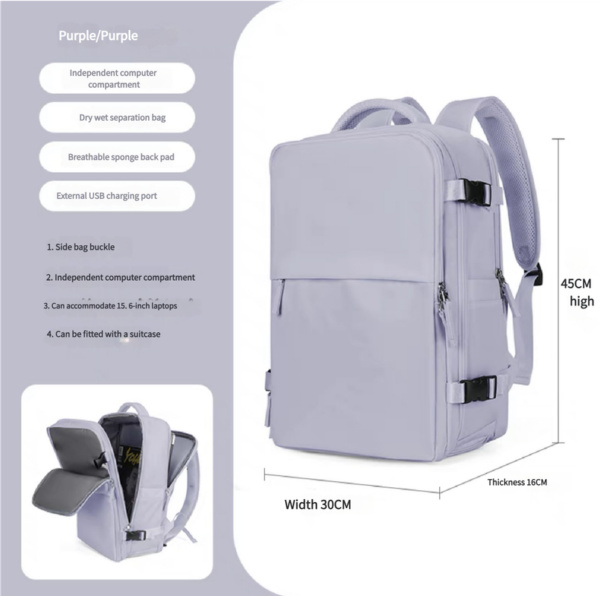 HomeDiscount-Water-Resistant Laptop Backpack with USB Charging Port and Wet-Dry Separation (P