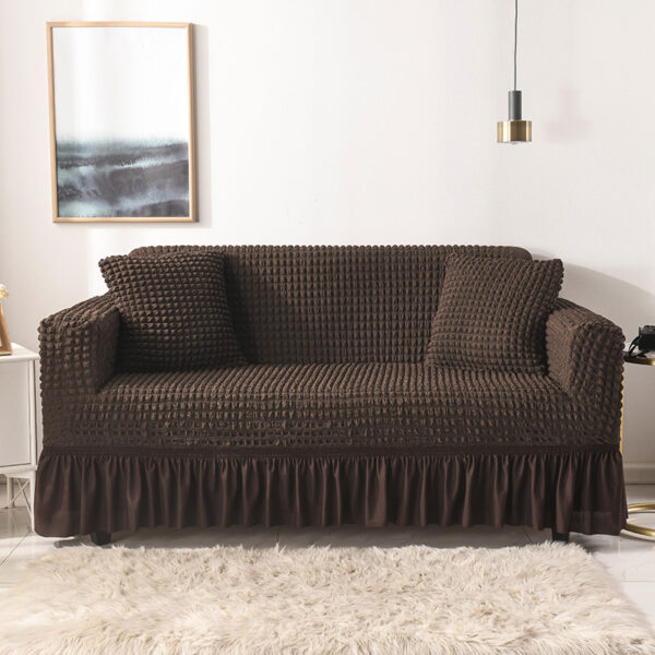 HomeDiscount-Elastic sofa suit skirt dedicated coffee color (235-300cm)