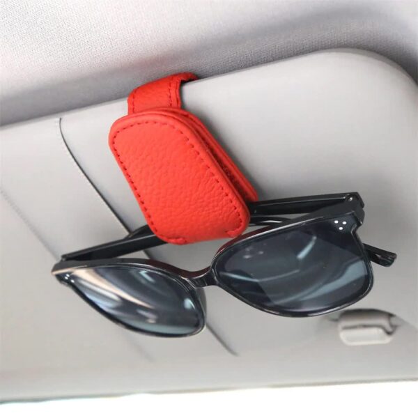 HomeDiscount-2pcs Red Car Sun Visor Glasses Holder - Universal Sunglasses Clip for Secure Sto