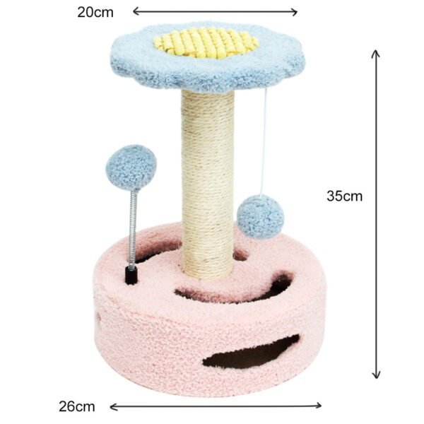 HomeDiscount-Pink-blue Interactive Cat Scratching Post with Playful Ball Toys  Flower Design