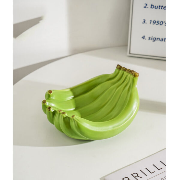 HomeDiscount-Green Ceramic Banana-Shaped Fruit Plate - Decorative and Functional Storage Tray