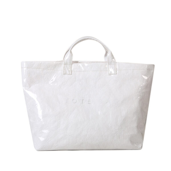 HomeDiscount-White Trendy Waterproof Tote Bag - Lightweight and Durable Carryall