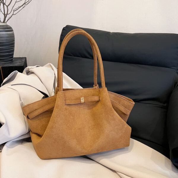 HomeDiscount-Brown Elegant Suede Tote Bag - Soft and Stylish Handbag for Everyday Use