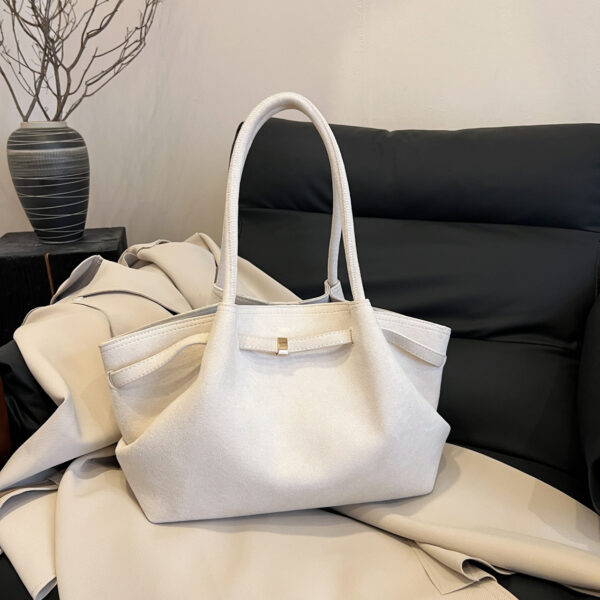 HomeDiscount-Beige Elegant Suede Tote Bag - Soft and Stylish Handbag for Everyday Use