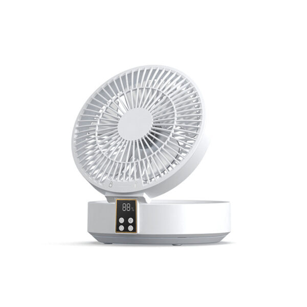 HomeDiscount-White Remote-Control Wall-Mount Foldable Mini USB Fan with Night Light and Digit