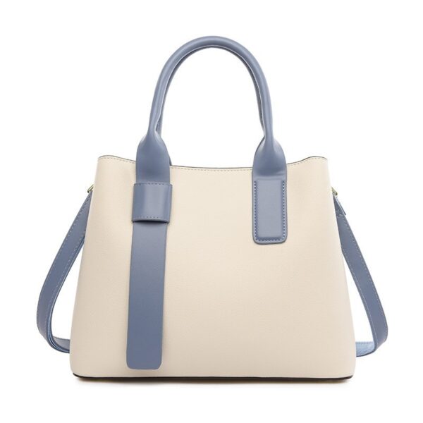 HomeDiscount-Off White And Blue Retro Fashion Handbag - Elegant Tote with Large Capacity for