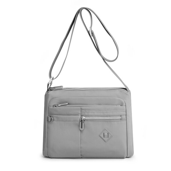 HomeDiscount-Lightweight Nylon Crossbody Shoulder Bag - Gray  Adjustable Strap  Multi-Pocket