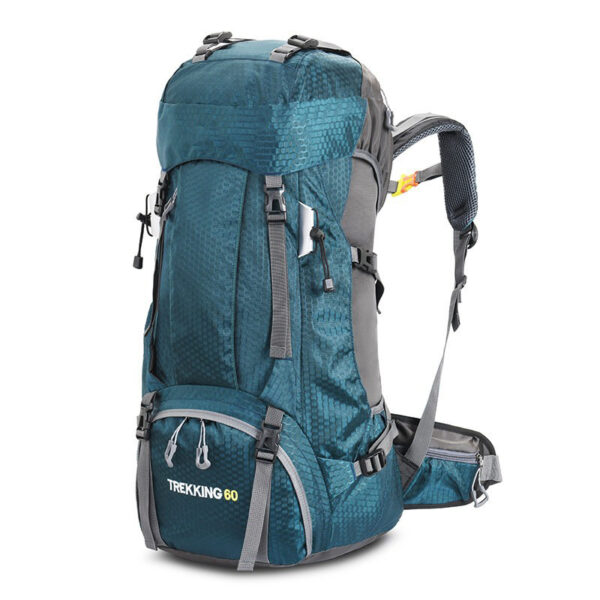 HomeDiscount-Turquoise 60L Waterproof Hiking Backpack with Multi-Pocket Design for Outdoor Ad