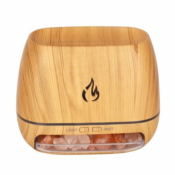 HomeDiscount-Wooden LED Flame Aromatherapy Diffuser with Humidifier - Ambient Light Essential