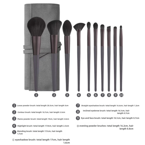 HomeDiscount-Gray 12-Piece Professional Makeup Brush Set with Cosmetic Bag - Premium Syntheti