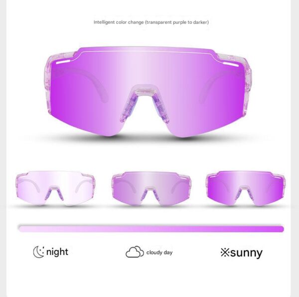 HomeDiscount-Purple Gradient Lens Lightweight UV400 Photochromic Cycling Glasses  Anti-Wind P