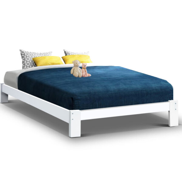 HomeDiscount-Bed Frame Double Size Wooden White JADE