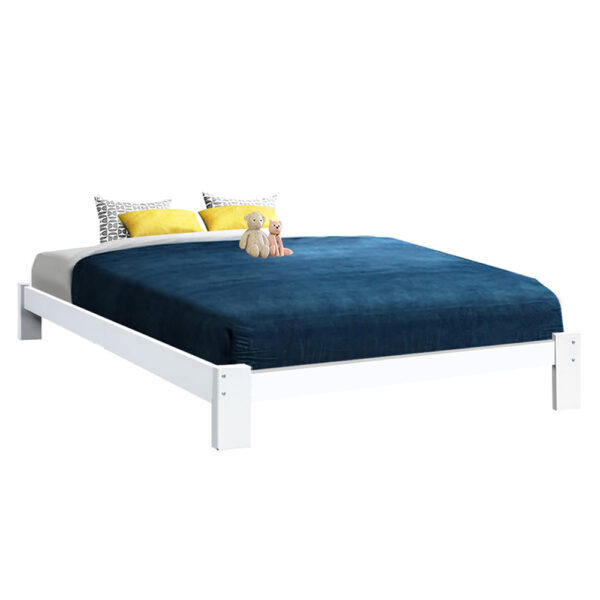 HomeDiscount-Bed Frame Queen Size Wooden White JADE