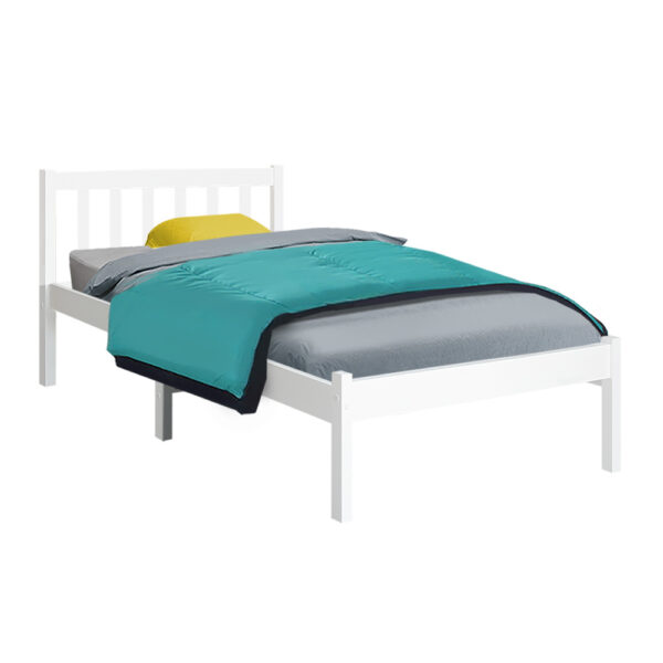 HomeDiscount-Bed Frame Single Size Wooden White SOFIE