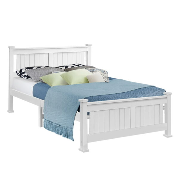 HomeDiscount-Bed Frame Double Size Wooden White RIO