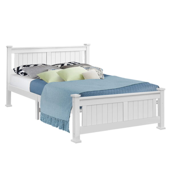 HomeDiscount-Bed Frame Queen Size Wooden White RIO