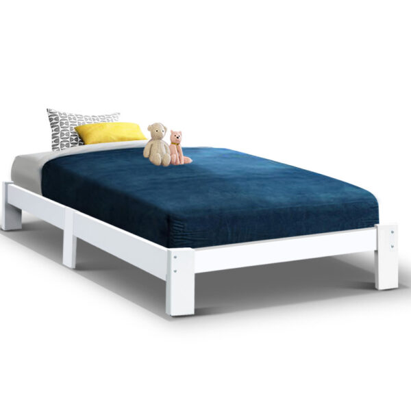 HomeDiscount-Bed Frame King Single Size Wooden White JADE