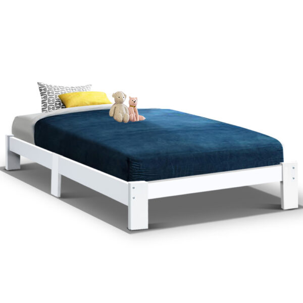 HomeDiscount-Bed Frame Single Size Wooden White JADE