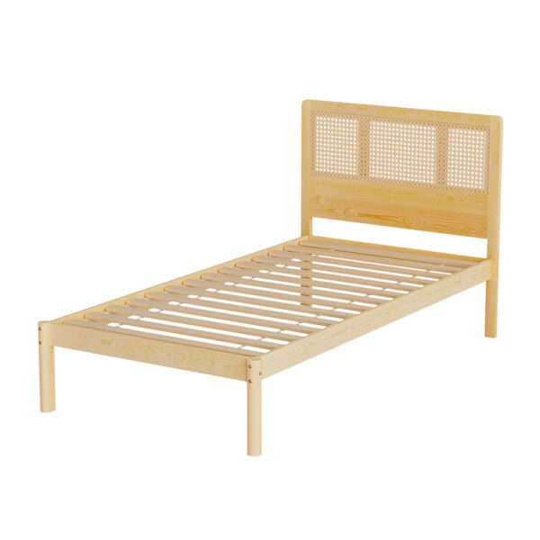 HomeDiscount-Bed Frame Single Size Rattan Wooden RITA