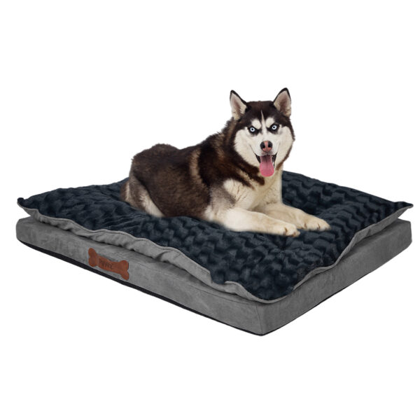 HomeDiscount-Dog Calming Bed Warm Soft Plush Comfy M Grey Medium