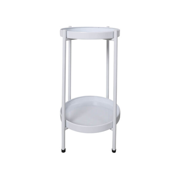 HomeDiscount-2 Tiers Plant Stand Metal Flower White Medium