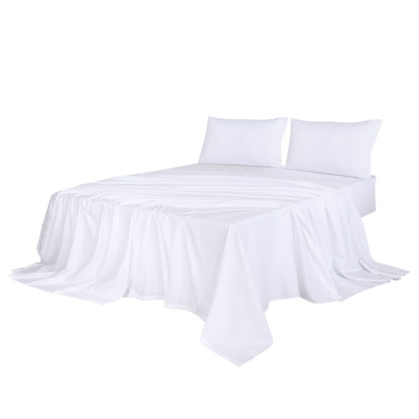 HomeDiscount-4pcs King Size 100% Bamboo Bed Sheet Set in White Colour