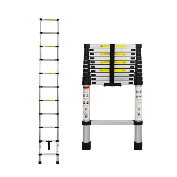 HomeDiscount-Multipurpose Ladder Telescopic 3.2M Silver 3.2 Meter